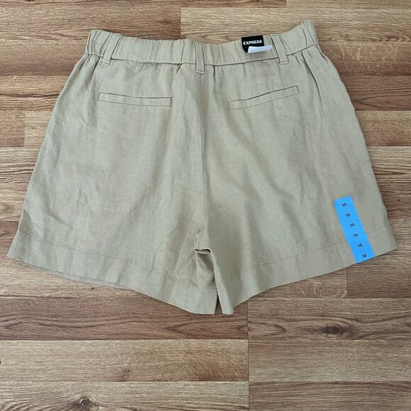 Express Women Linen Blend Beige Chino Shorts Size 10 NWT MSRP $70 - Picture 5 of 9